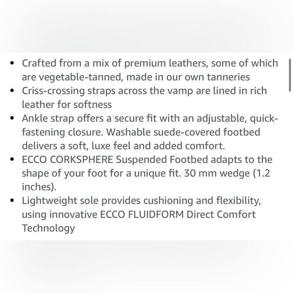 ECCO Corksphere Wedge Sandals Grey Comfort Walking Adjustable Women's size 10 - Picture 3 of 15